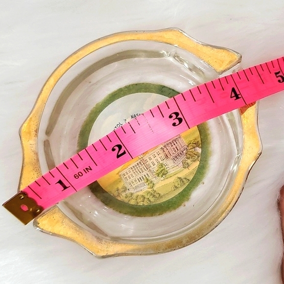 Vintage Tennessee Nashville State Capital Gold Tone Crystal Ashtray Felt Bottom - Picture 11 of 12